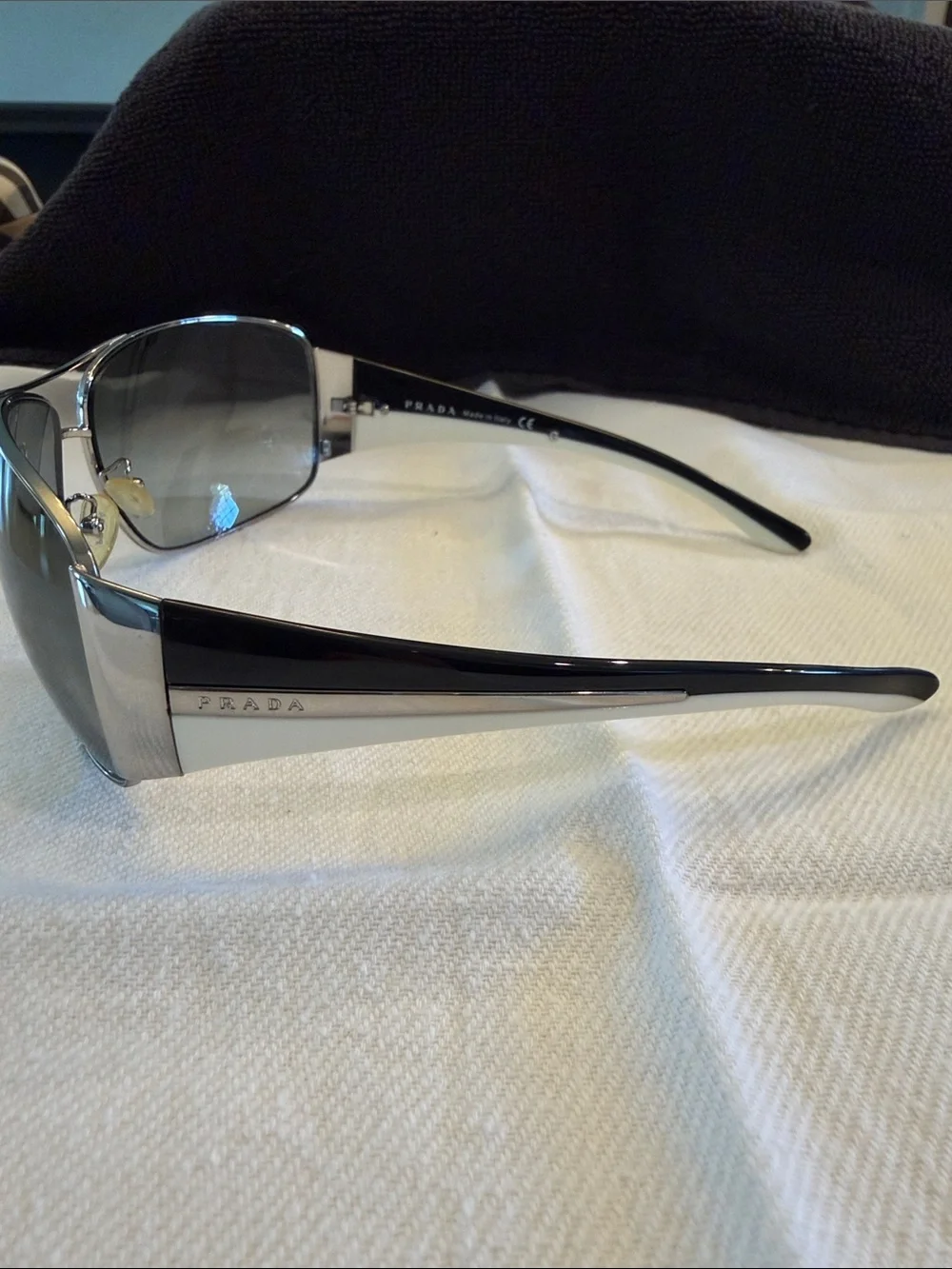 Prada women’s Silver Frame Gray Lens Aviator Sunglasses - Gradient Gray